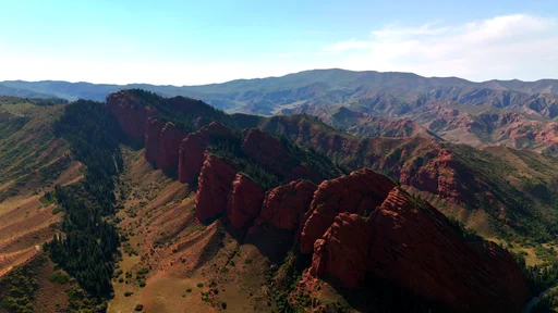 Mountain peaks seven bulls in the gorge Jeti-Oguz
